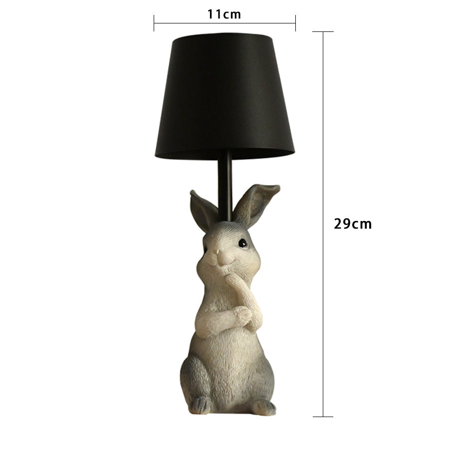 Yellow Bunny White Lampshade Adorable Rabbit Resin Table Lamp - 3-Color LED, USB Rechargeable, Touch Dimming