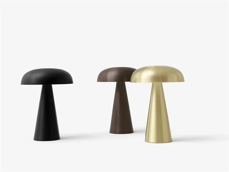 Silver Metal Mushroom Table Lamp - Rechargeable Touch Control Ambient Light with Remote