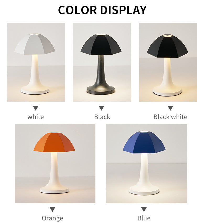 Black Nordic Umbrella Mushroom Table Lamp - Dimmable Ambient Light