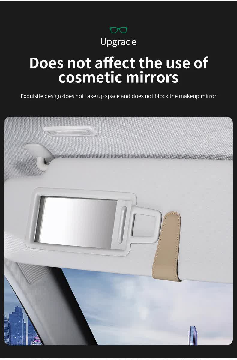 2 Pcs Black PU Leather Car Visor Sunglasses Holder - Multi-Functional Clip for Glasses, Cards & Tickets, 9.5x4.5cm