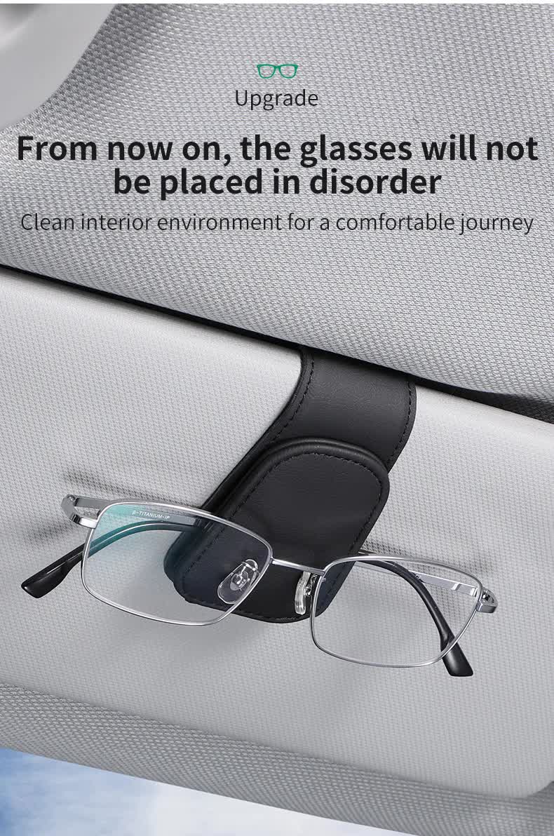 2 Pcs Blue PU Leather Car Visor Sunglasses Holder - Multi-Functional Clip for Glasses, Cards & Tickets, 9.5x4.5cm