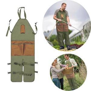 Green And Brown Gardening Leg Apron - Oxford Fabric, Multi-Pocket, Extended Design, 118x45cm, 450g