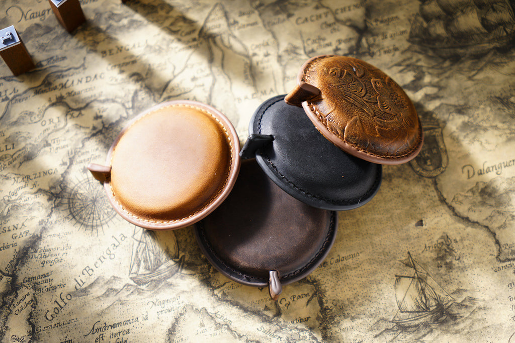 Black Mini Leather Tape Measure - 1.5m/60in - Round Plain