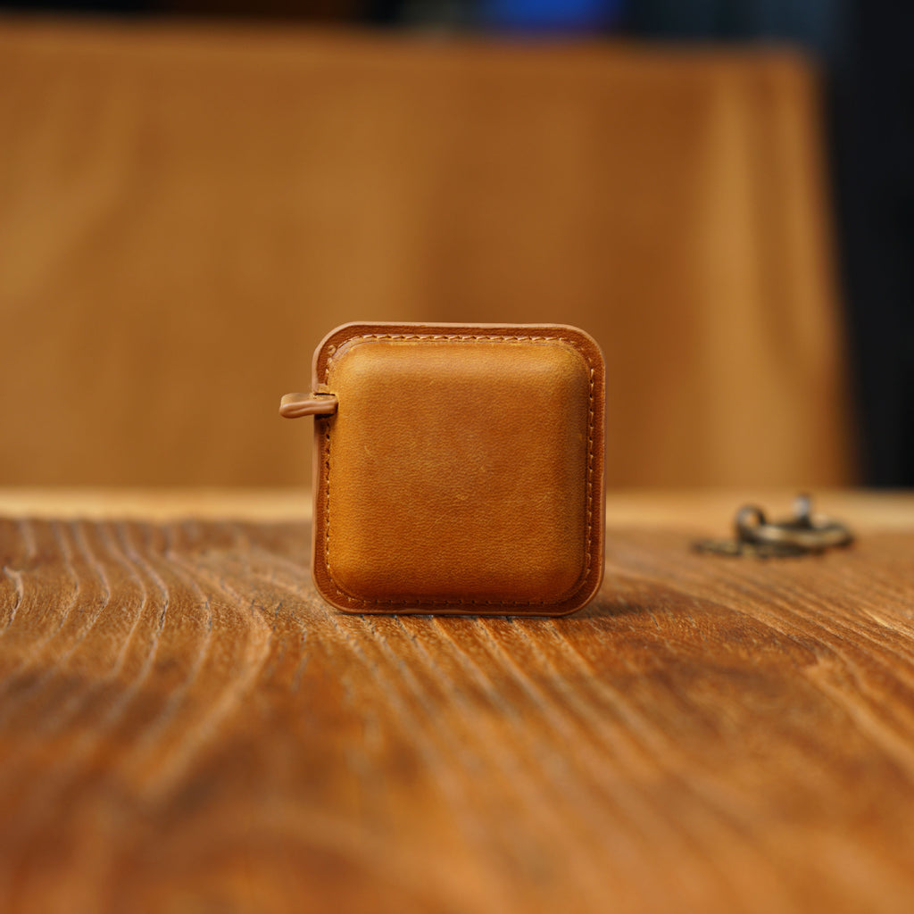 Brown Mini Leather Tape Measure - 1.5m/60in - Square Solid Color