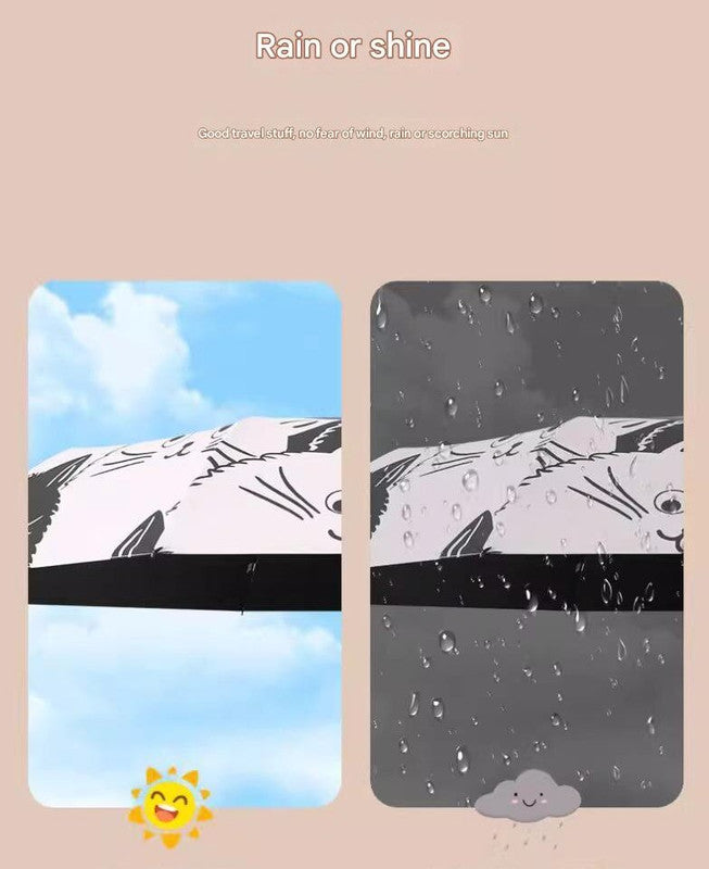 Black And White Cats Cute Cartoon Umbrella - Sun/Rain Umbrella