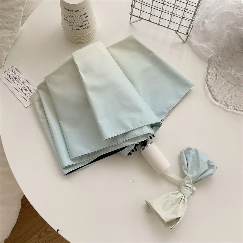 Blue Gradient Gradient Automatic Folding Umbrella - Sun & Rain Protection for Women