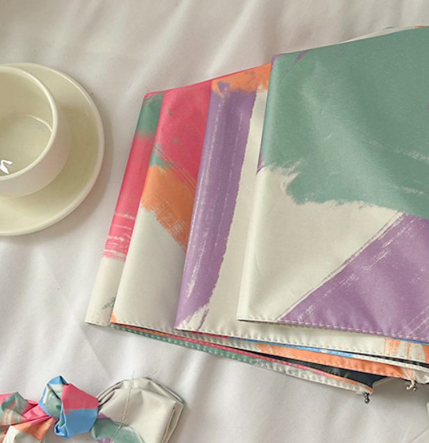 Rainbow Curve Mini 5-Fold Umbrella - Portable, Anti-UV, Black Glue Coating