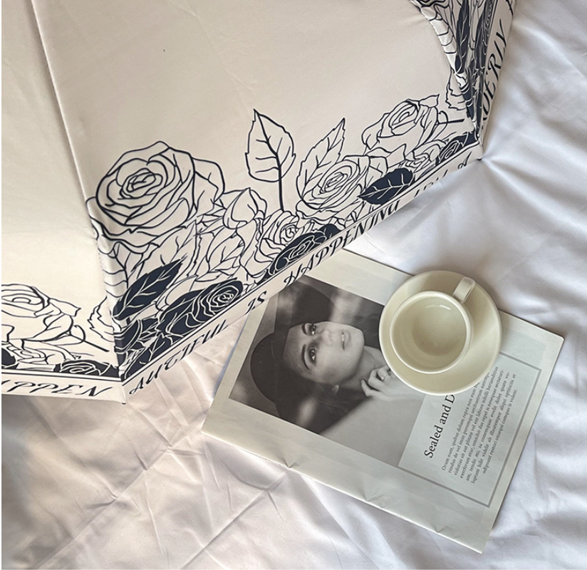 Thorn Flower Mini 5-Fold Umbrella - Portable, Anti-UV, Black Glue Coating