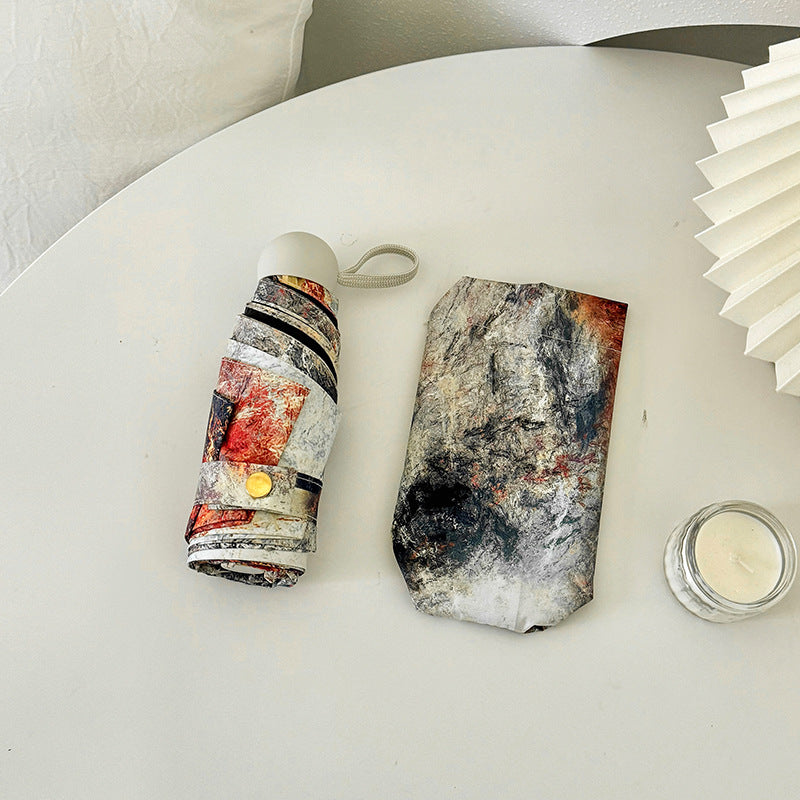 Sunburned Rock Mini 5-Fold Umbrella - Portable, Anti-UV, Black Glue Coating