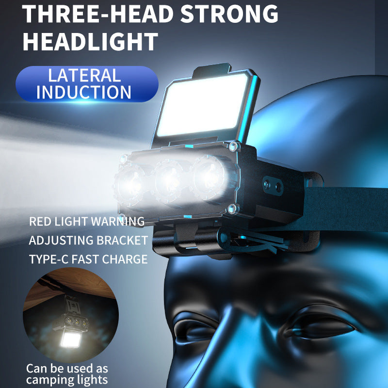 Black Rechargeable LED Headlight -  Cap Light, Long Lasting Camping Light