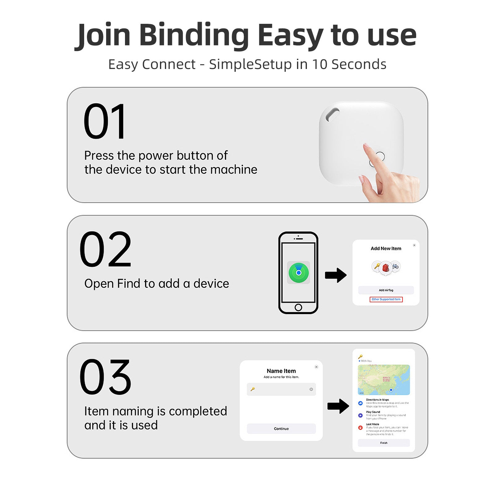 (Round White) Mini GPS Tracker - Apple Find My Enabled, Key Finder, Wallet Locator, Anti-Theft Tag