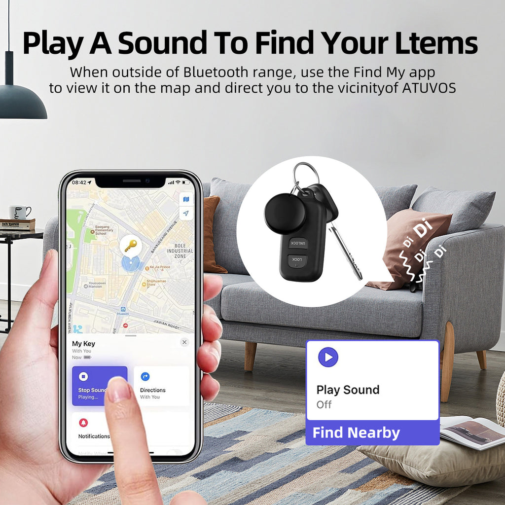 (Round White) Mini GPS Tracker - Apple Find My Enabled, Key Finder, Wallet Locator, Anti-Theft Tag