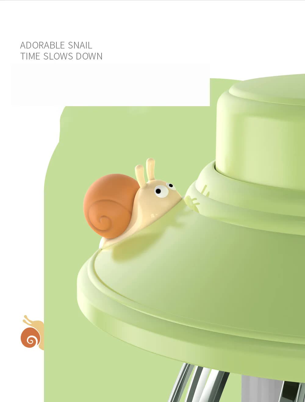 Green Retro Snail Night Light - Portable Rechargeable Camping Lantern with Hook, 3-Color Dimming