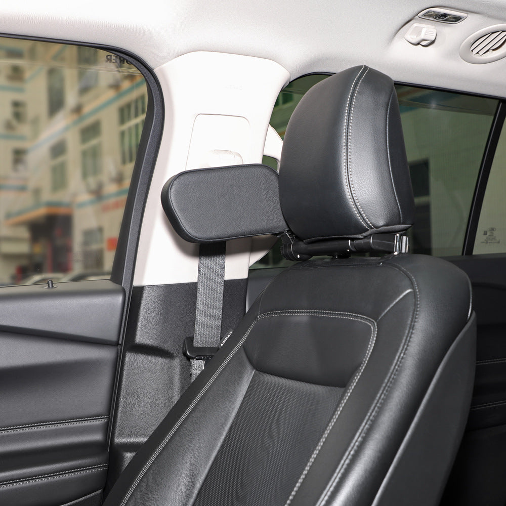 Black Car Side Headrest Pillow for Travel - Adjustable Neck Support Cushion for Rear Seat Comfort and Safety