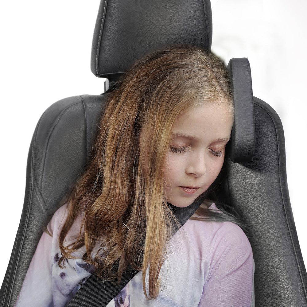 Black Car Side Headrest Pillow for Travel - Adjustable Neck Support Cushion for Rear Seat Comfort and Safety