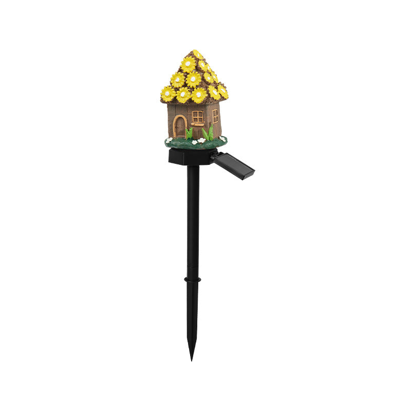 Style 3 Brown And Yellow Solar Resin Garden Stake Light - Outdoor Landscape Light for Yard and Patio Decor