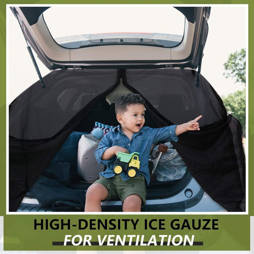 Size S Black Magnetic Car Window Sun Shade Screens & SUV Tailgate Mosquito Net Set - Breathable Bug Protection