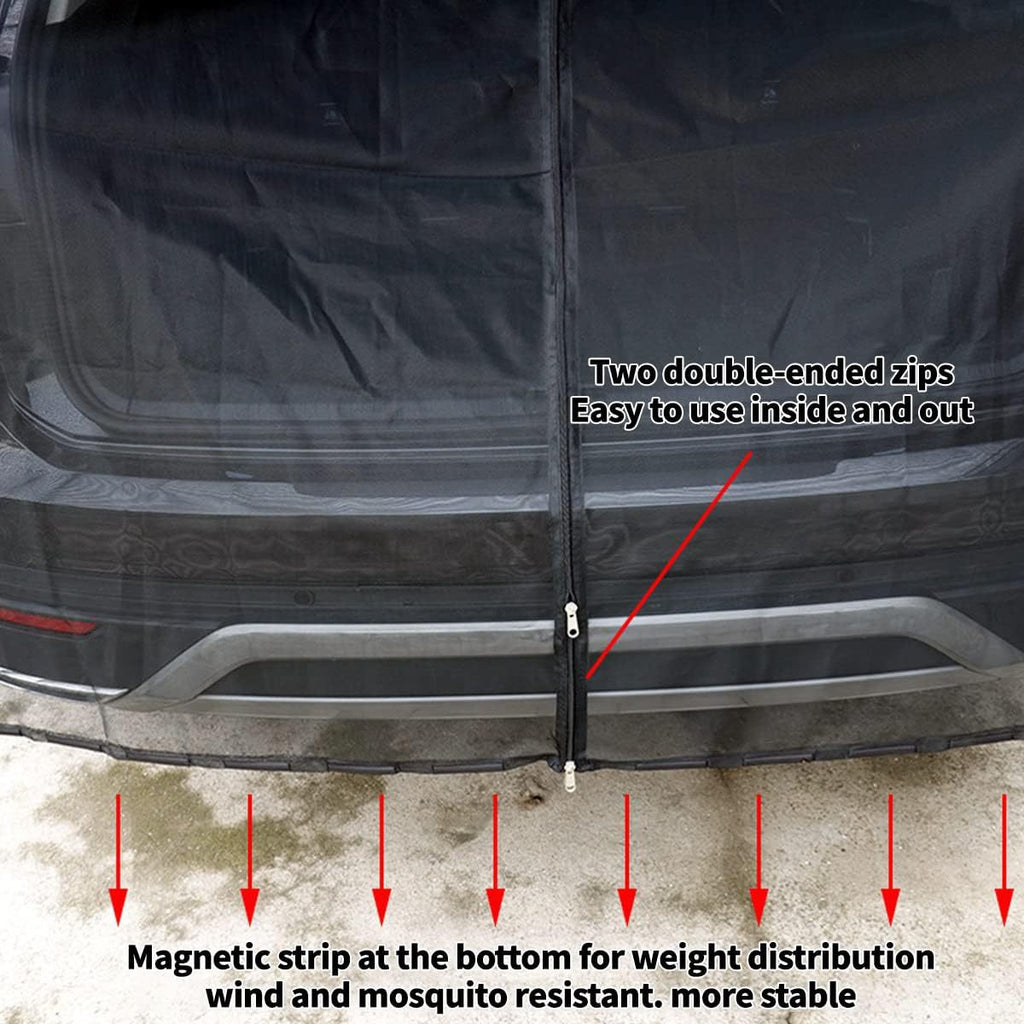 Size S Black Magnetic Car Window Sun Shade Screens & SUV Tailgate Mosquito Net Set - Breathable Bug Protection