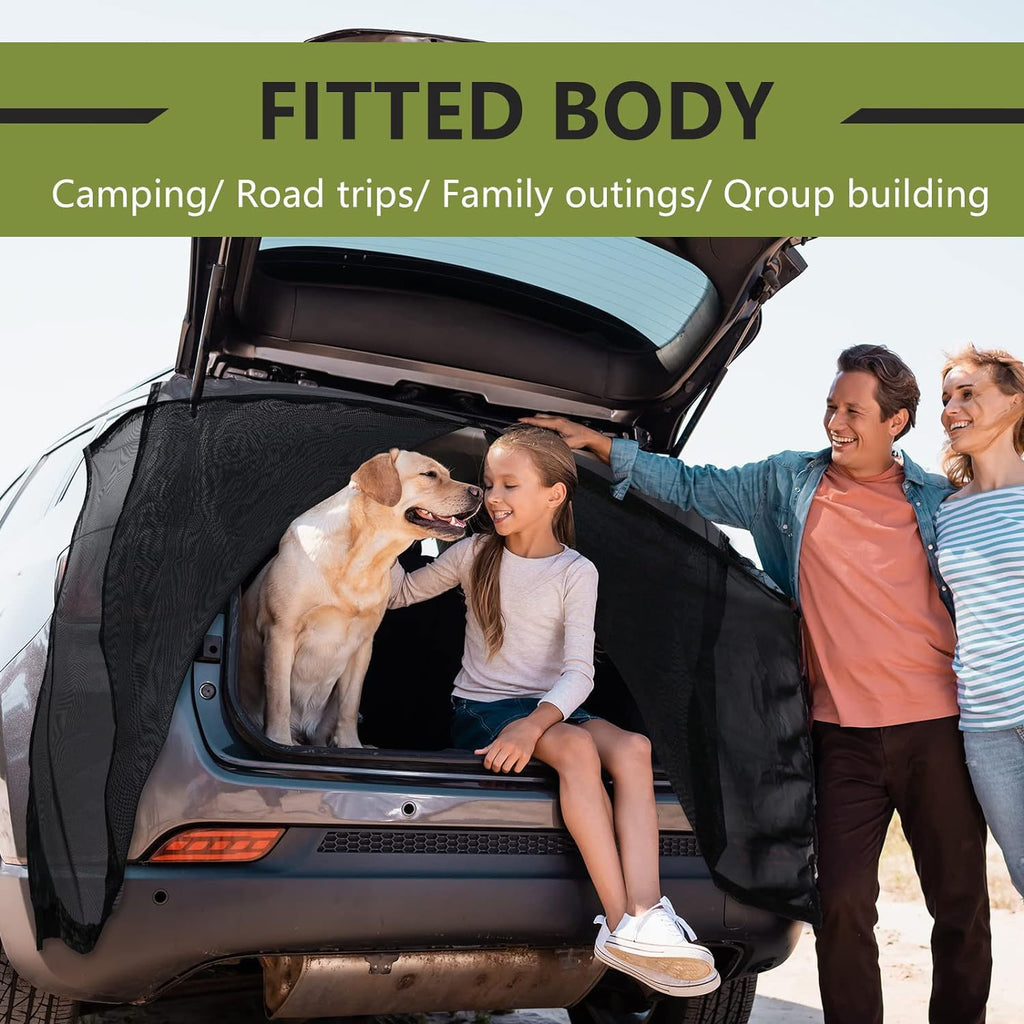 Size S Black Tailgate Mosquito Net Screen - Magnetic Bug Protection for Boot Opening