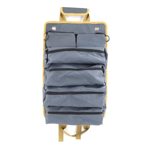 Grey Heavy Duty Roll-Up Tool Bag Organizer - Waterproof Oxford Fabric Pouch with Multiple Pockets