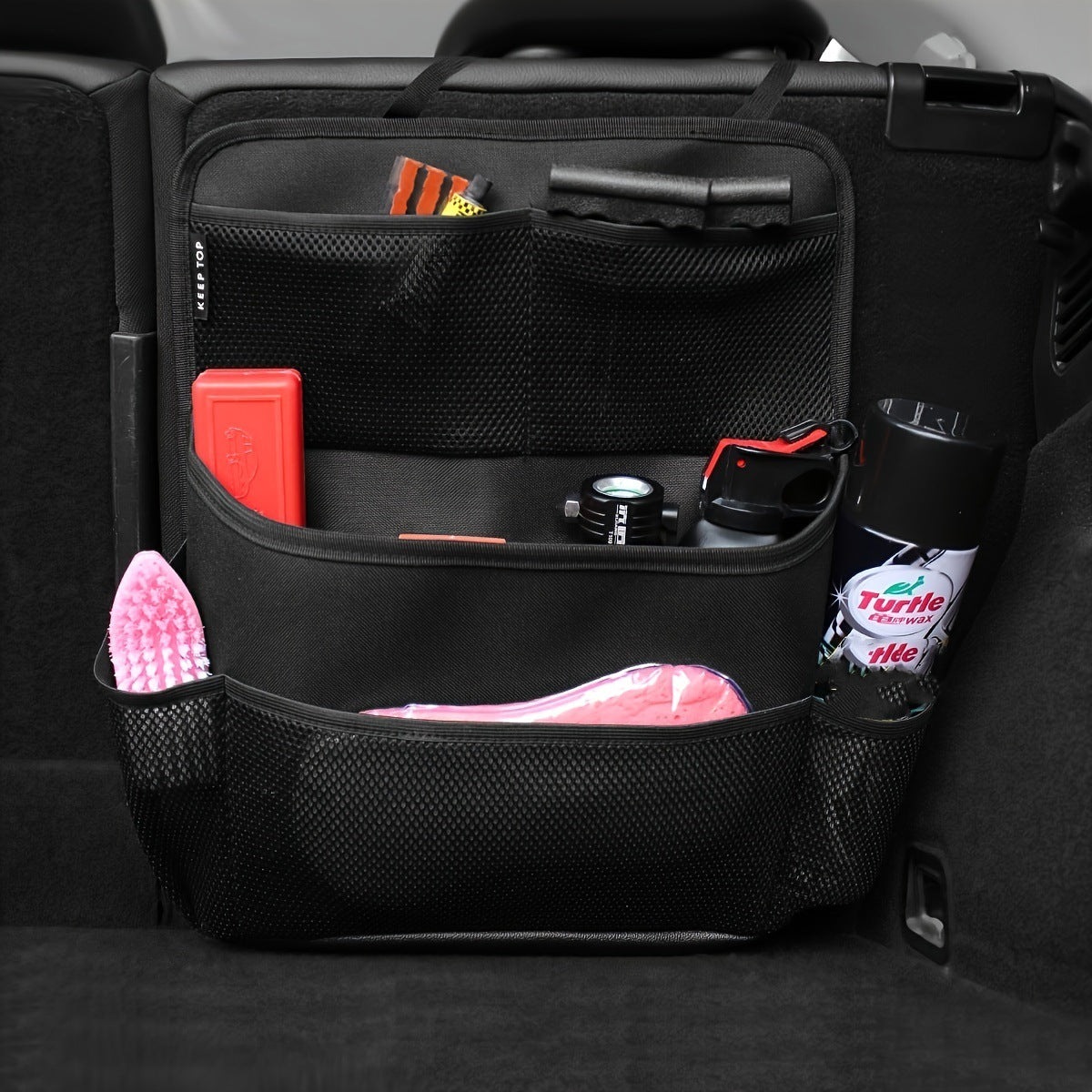 1 Pcs Black Premium Car Back Seat & Trunk Organizer - Multi-Pocket Hanging Storage Bag