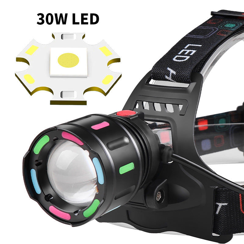 Fourth Gear Rechargeable White Laser Headlamp - Long-Range Zoomable Headlight for Night Fishing and Hiking