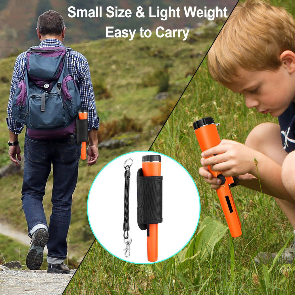 Orange High-Sensitivity Metal Detector Pinpointer - GP Pointer with Vibration and Audio Alert for Treasure Hunting