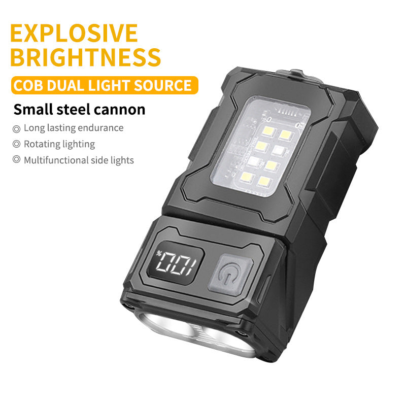 COB+LED Work Light with Digital Display - 180 Degree Rotatable Magnetic Emergency Flashlight with Warning Modes