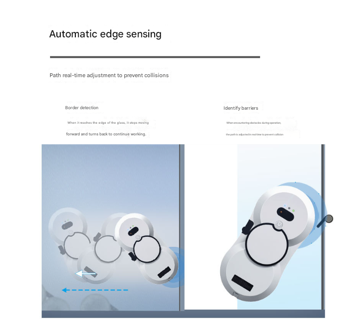White Smart Window Cleaning Robot - 5600Pa Strong Suction, Auto Water Spray, 3 Cleaning Modes with UPS Power Backup