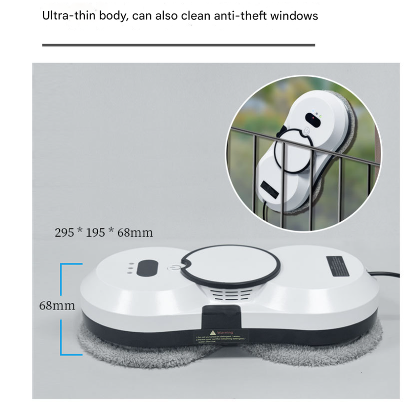 White Smart Window Cleaning Robot - 5600Pa Strong Suction, Auto Water Spray, 3 Cleaning Modes with UPS Power Backup