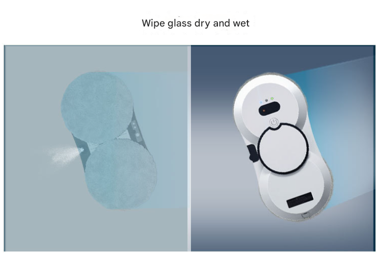 Black Smart Window Cleaning Robot - 5600Pa Strong Suction, Auto Water Spray, 3 Cleaning Modes with UPS Power Backup