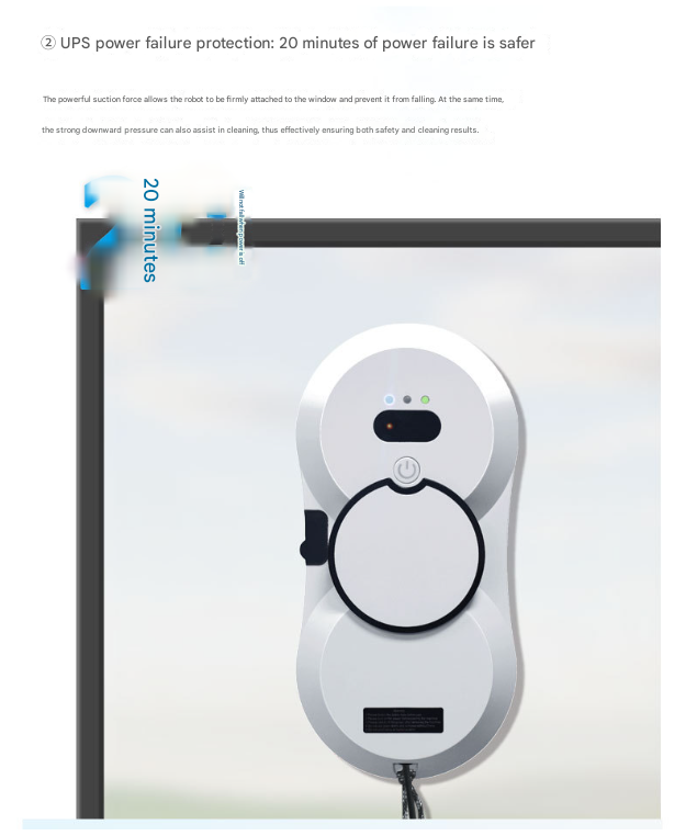 Black Smart Window Cleaning Robot - 5600Pa Strong Suction, Auto Water Spray, 3 Cleaning Modes with UPS Power Backup