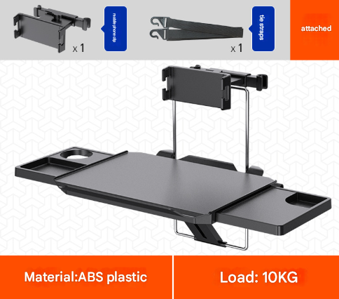 Bilateral Elongation Load Capacity 10kg Multi-Function Car Steering Wheel & Seat Back Tray - Foldable Desk with Drink Holder