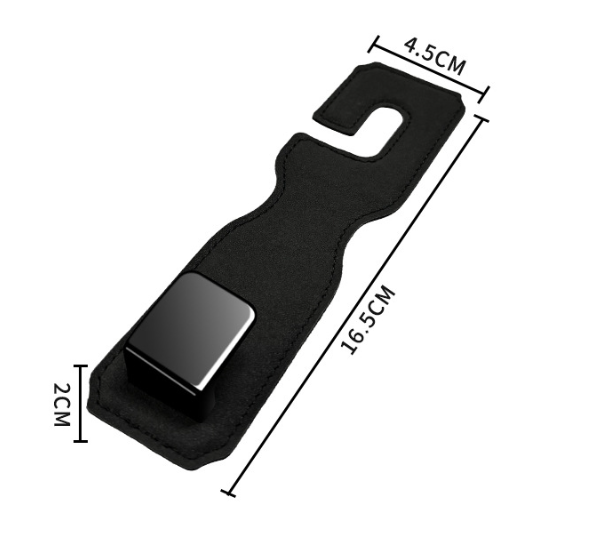 Black Premium PU Leather Car Headrest Hooks (Set of 4) - Stylish Seat Back Organizer Hangers