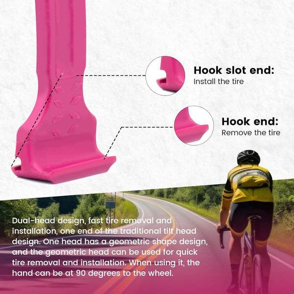 2PCS Pink Durable ABS Bicycle Tire Lever - Easy Tyre Removal & Repair Tool