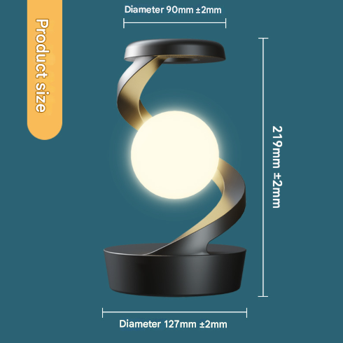 Black Modern Levitating LED Desk Lamp  - Spiral Design Atmosphere Light