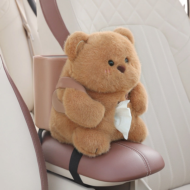 Adorable Bear Tissue Holder for Car - Plush Toy with Storage