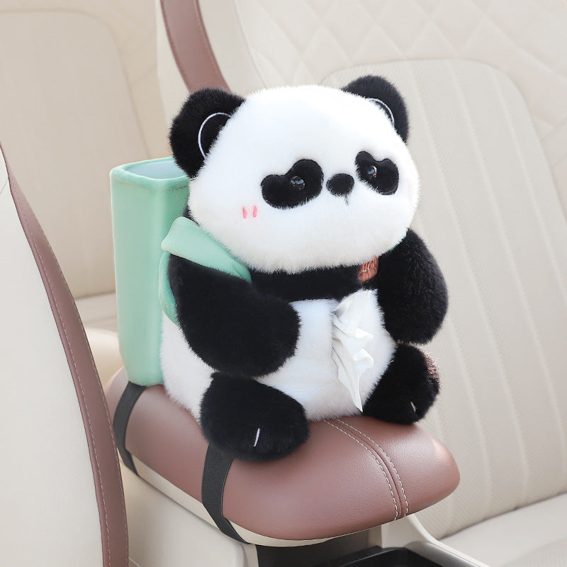 Adorable Panda Tissue Holder for Car - Plush Toy with Storage