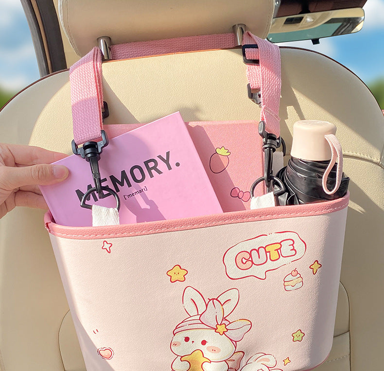 Adorable Bunny with bow Car Trash Holder - Keeps Your Car Tidy