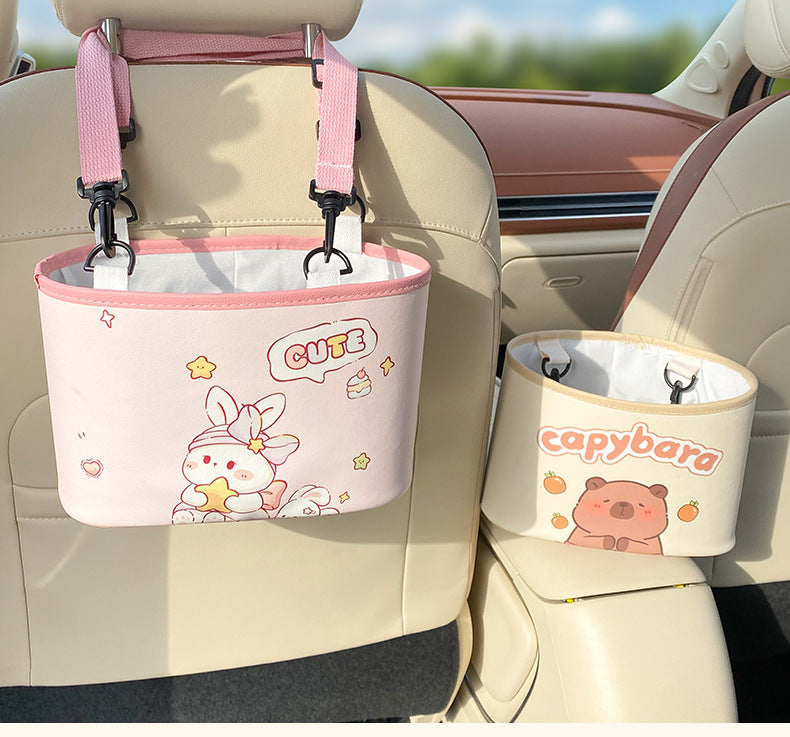 Adorable Bunny with bow Car Trash Holder - Keeps Your Car Tidy