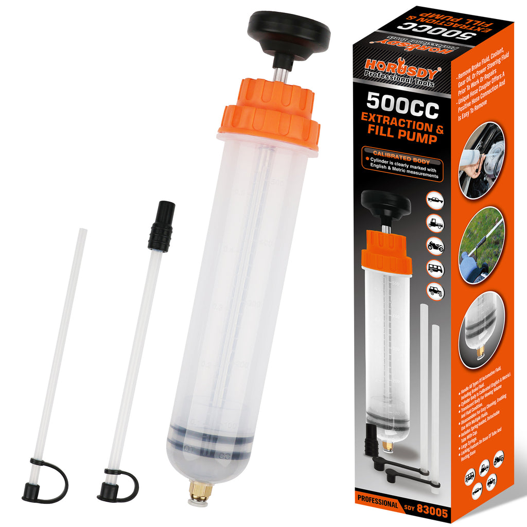500cc Fluid Extraction & Fill Pump Syringe - Durable Manual Pump for Automotive & Marine Fluids
