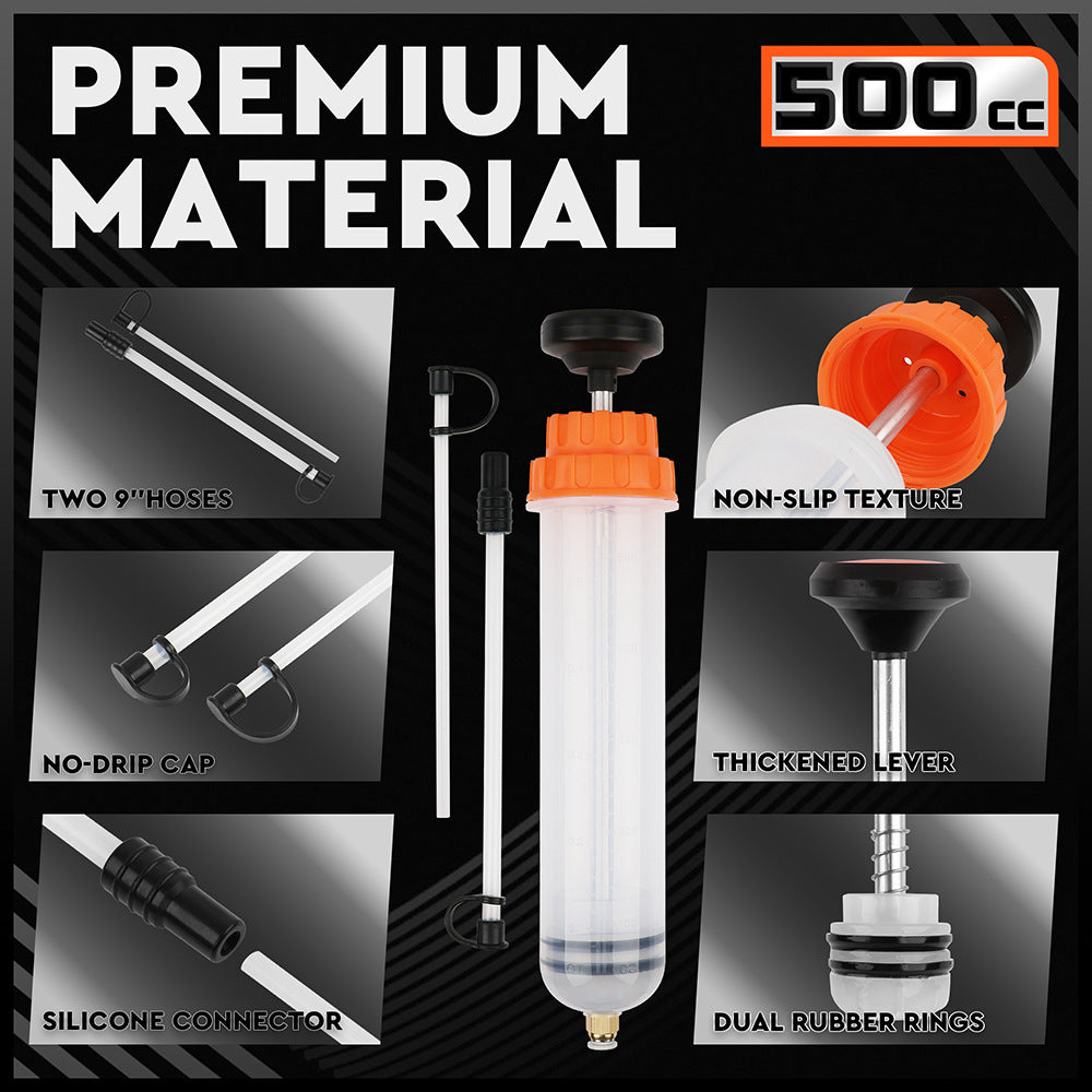 500cc Fluid Extraction & Fill Pump Syringe - Durable Manual Pump for Automotive & Marine Fluids