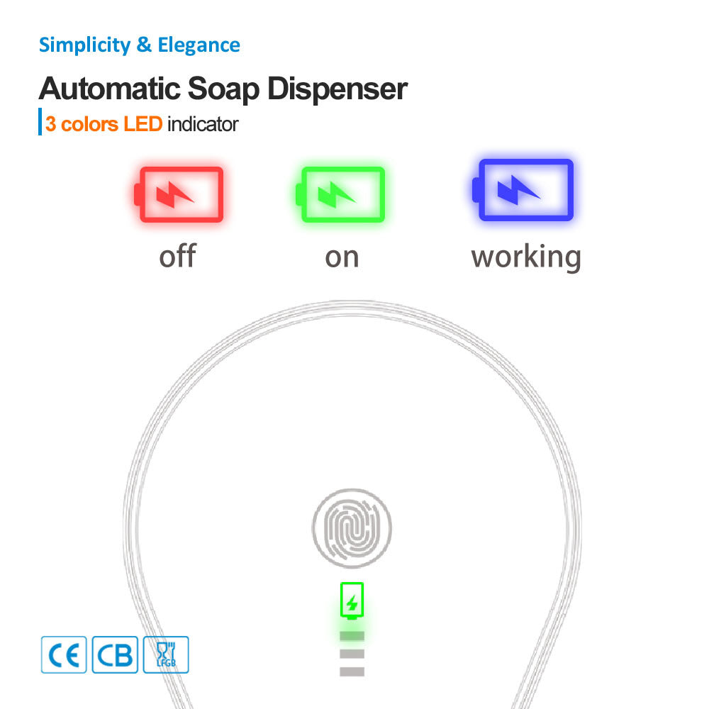 White Automatic Foaming Soap Dispenser - USB Rechargeable, Touchless Infrared Sensor