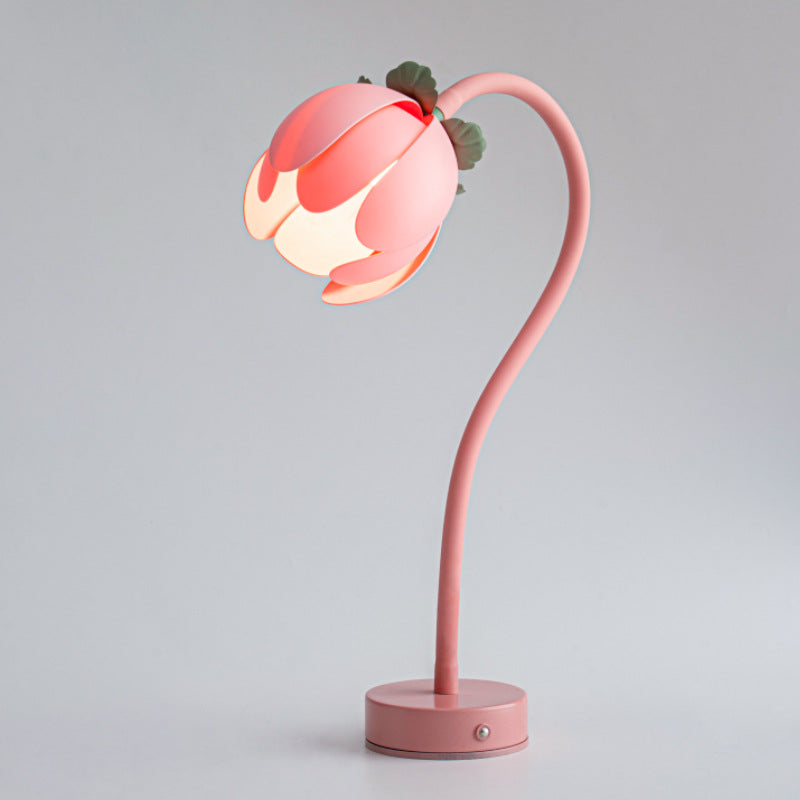 Pink LED Tulip Desk Lamp - Flexible Gooseneck, Decorative Flower Table Light