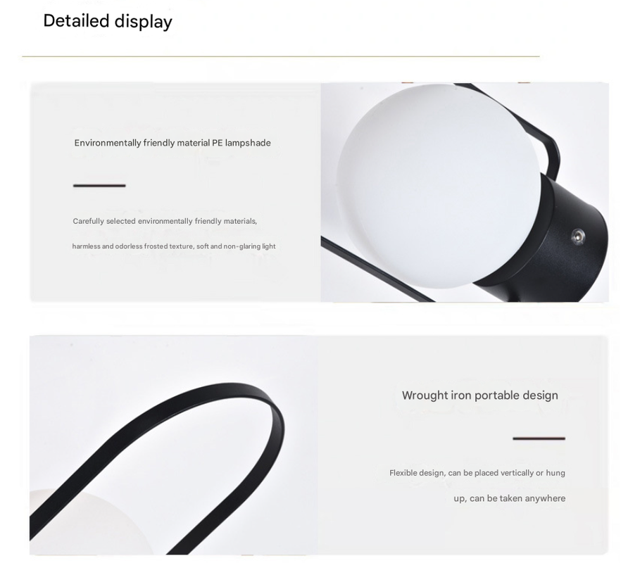 Silver Portable Rechargeable LED Lantern Lamp - Touch Control 3-Color Dimmable Desk Light