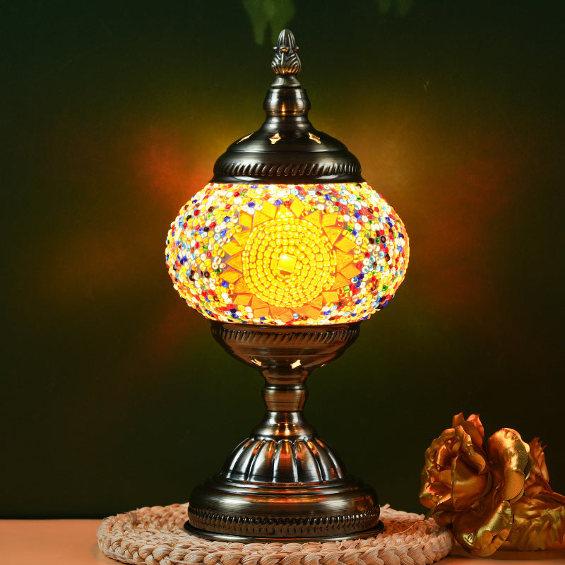 Sunflower Exotic Mosaic Table Lamp - Handmade Turkish/Moroccan Style, 3-Color LED (Style 5)