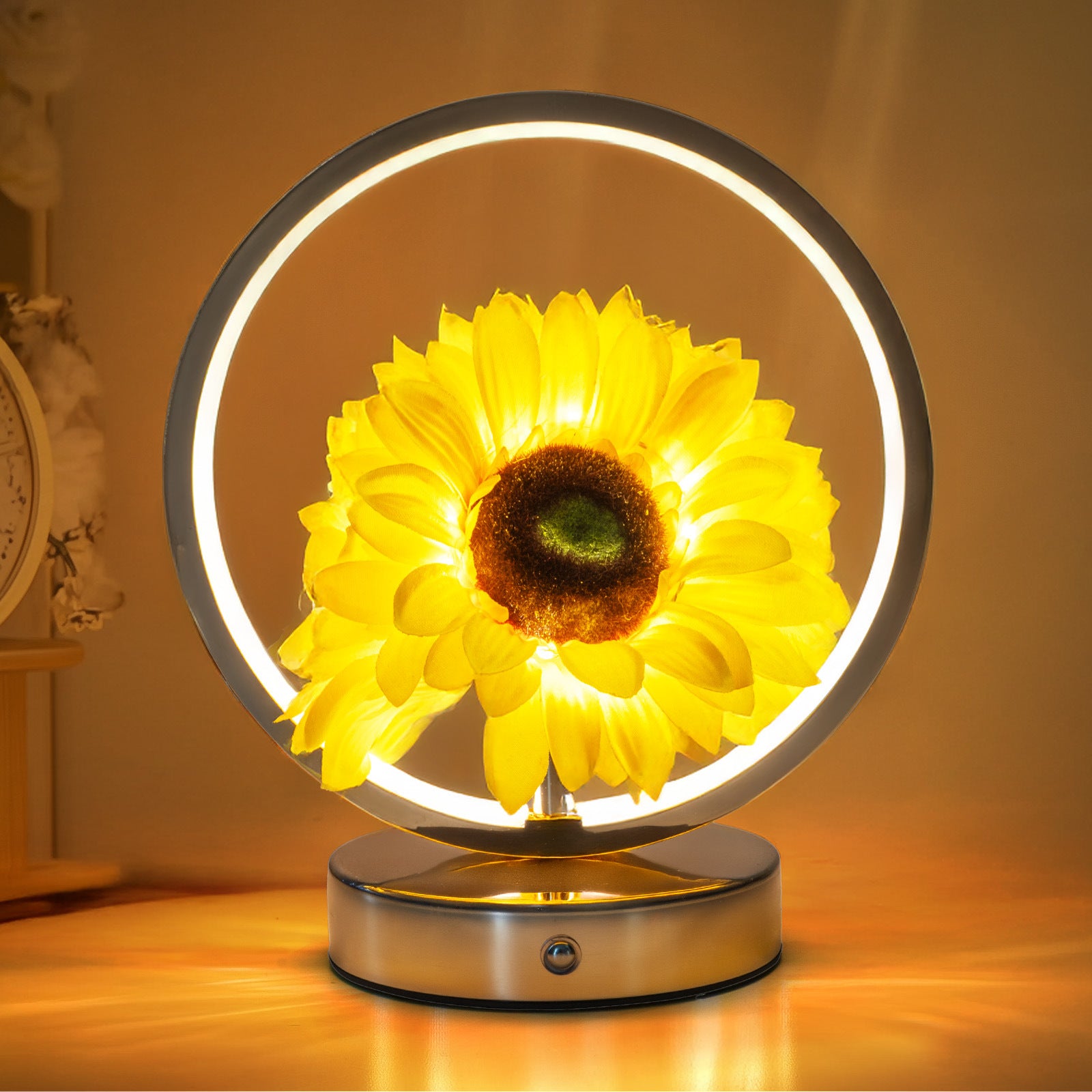 Rechargeable Ring Light with Sunflowers - Ambient Bedside Table Lamp Decor(USB)