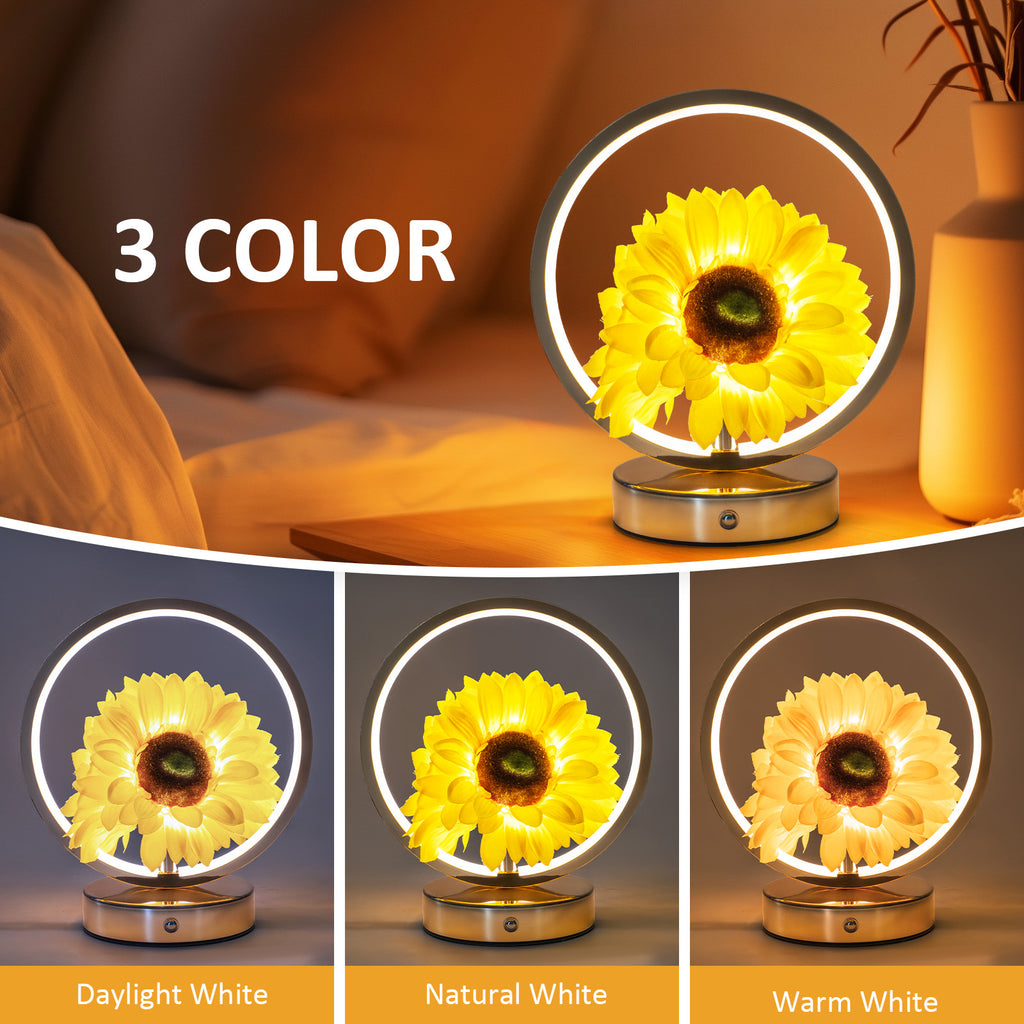 Rechargeable Ring Light with Sunflowers - Ambient Bedside Table Lamp Decor(USB)