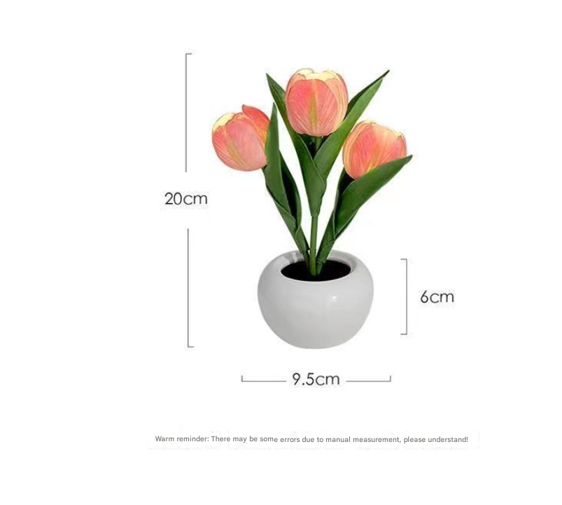 Pink Charging model Artificial Tulip Bouquet LED Light - Ceramic Pot Desk Lamp