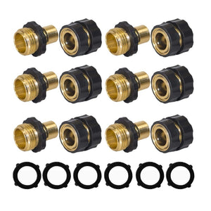 American Standard 3/4 Inch Brass Quick Connect Garden Hose Adapter (6 Male & 6 Female)